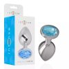 Plug anal en metal aluminium avec verre bleu taille m – cosmétique intime de qualité