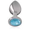 Plug anal en metal aluminium avec verre bleu taille m – cosmétique intime de qualité