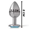 Plug anal en metal aluminium avec verre bleu taille m – cosmétique intime de qualité